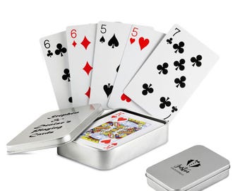Personalised Playing Card Box Custom Engraved Novelty Card Deck Metal Box Playing Card Deck Gift Idea For Him, Family, Birthday Anniversary