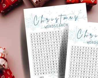 Juego de búsqueda de palabras navideño imprimible, búsqueda de palabras para adultos, juegos para niños, diversión familiar imprimible, descarga digital