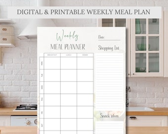ADHD-weekmaaltijdplanner: afdrukbare checklistsjabloon (digitale download)