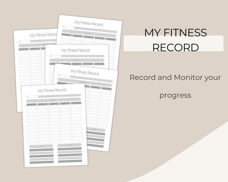 Fitness and Exercise Tracker: Printable Workout Log (digital Download ...