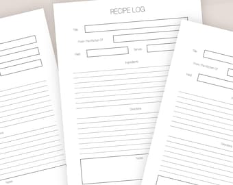 Journal de recettes imprimable : journal de cuisine de chef à domicile (téléchargement numérique)