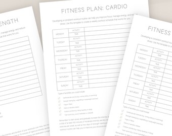 Cardio & Strength Fitness Planner: Printable Workout Plan (Digital Download)