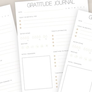 Gratitude journal to record daily water intake daily affirmations and weather, Printable digital download for mindfulness and self care