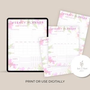 Floral Weekly Planner Printable: Simple To-Do List (Digital Download)