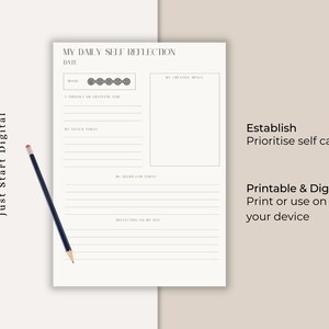 Daily Self Reflection Digital and Printable One Pager for Mindfulness ...