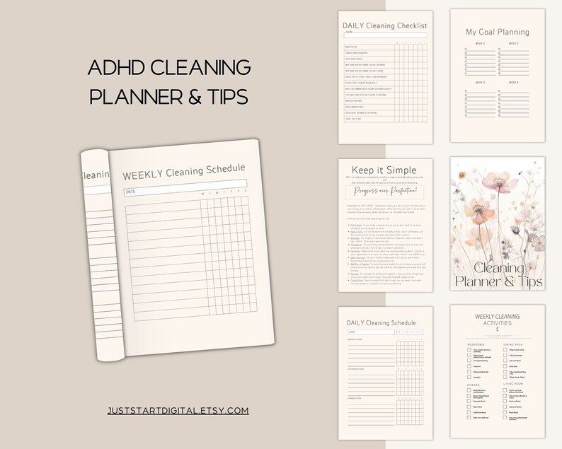 ADHD Cleaning Planner: Daily & Weekly Checklist (digital Download) - Etsy