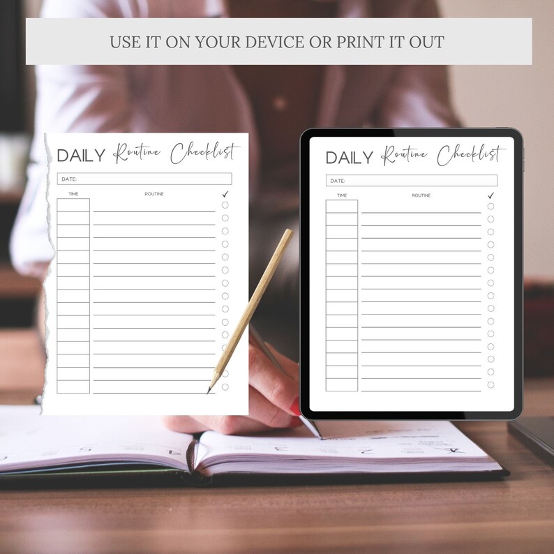 Daily Routine Tablet Daily Routine Checklist: Fillable Schedule Planner (digital Download ...