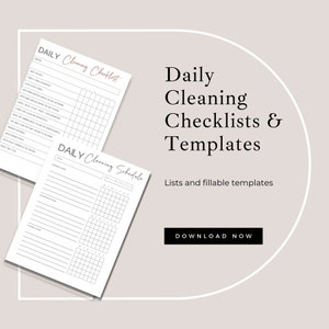 ADHD cleaning checklist planner schedule activity list daily weekly planner and checklist  ADHD cleaning tips and guide