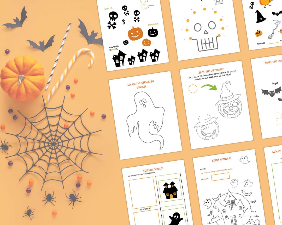 Halloween Activity Bundle: Printable Games & Coloring Pages (digital ...
