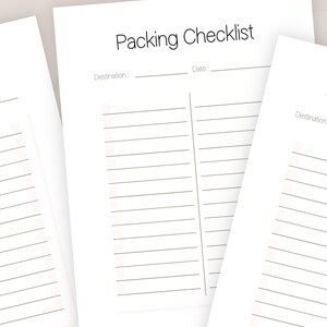 Digital printable checklist for holiday packing