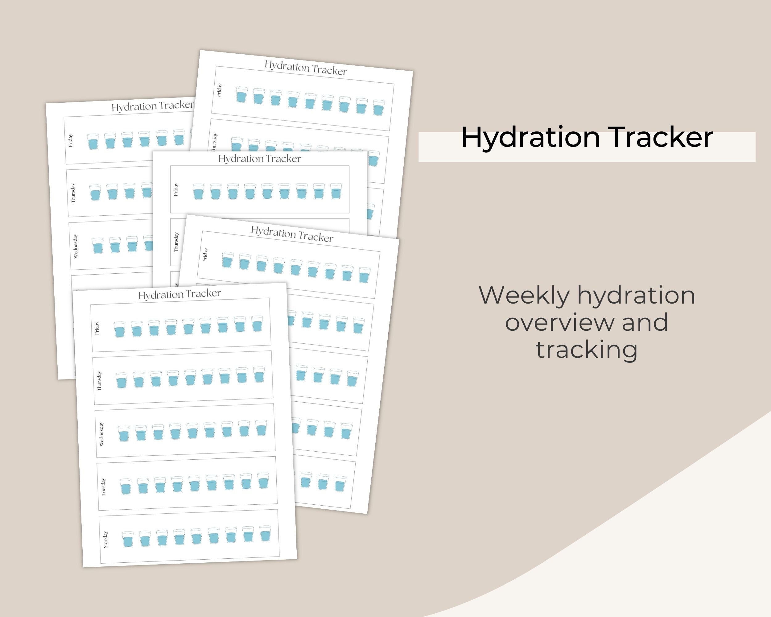 Daily Hydration Tracker Printable: Weekly Water Intake Log (digital ...