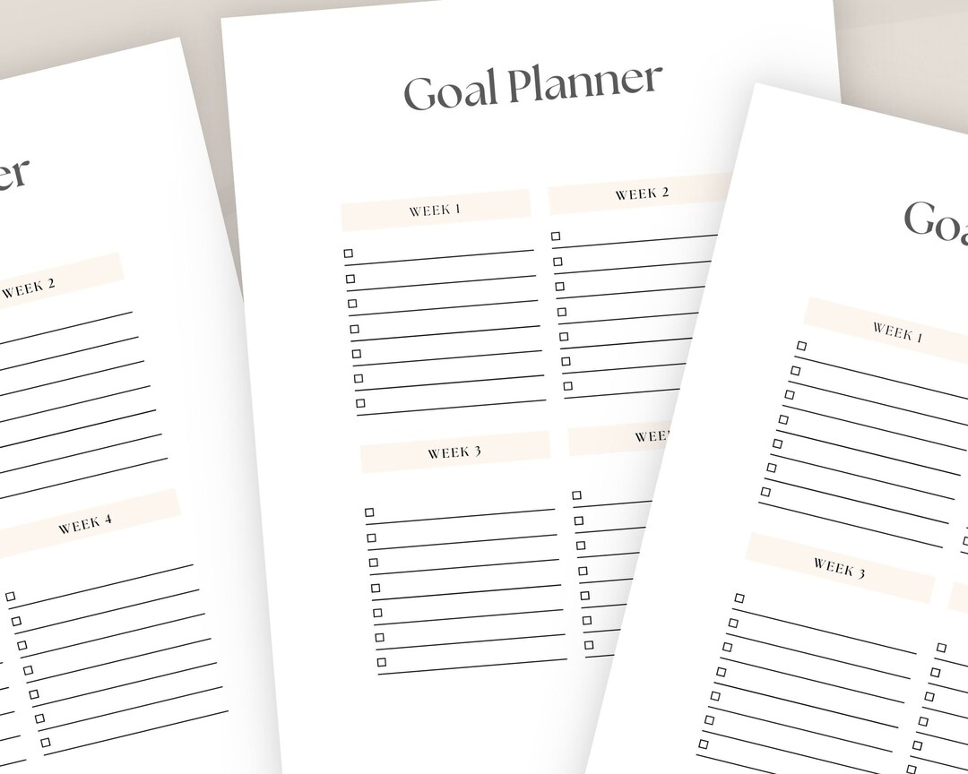 4-week Goal Planner Printable: Weekly & Monthly Planning (digital ...