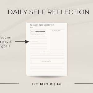 Daily Self Reflection Digital and Printable One Pager for Mindfulness ...