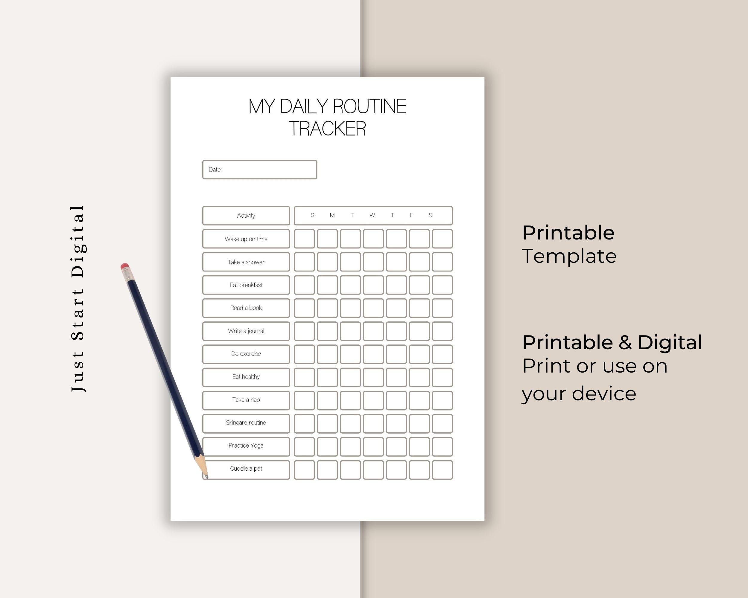 Daily Routine Printable and Digital Template With Daily Activities for ...