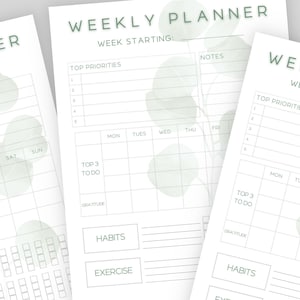 Leafy Weekly Planner: Printable Productivity Checklist (Digital Download)