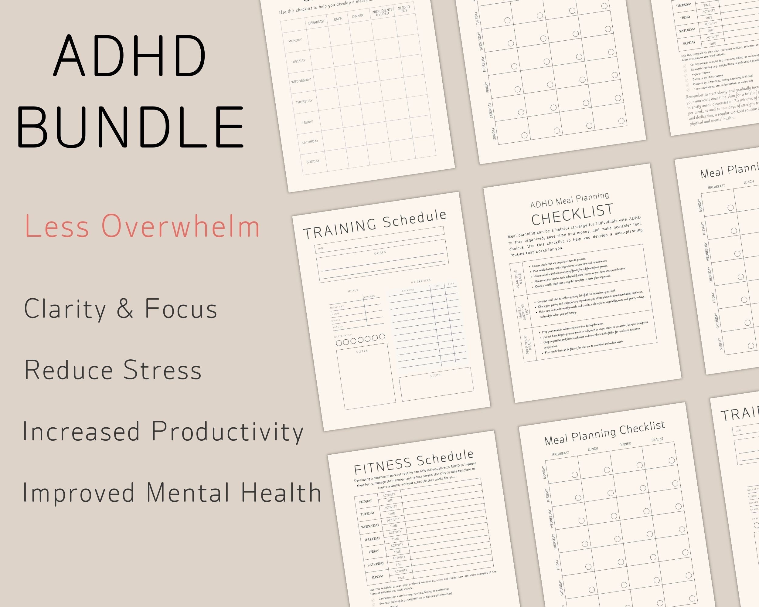ADHD Planner Print Digital Self Care Habit Tracker Cleaning Checklist ...