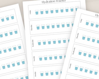Registro giornaliero dell'idratazione stampabile: registro settimanale dell'assunzione di acqua (download digitale)