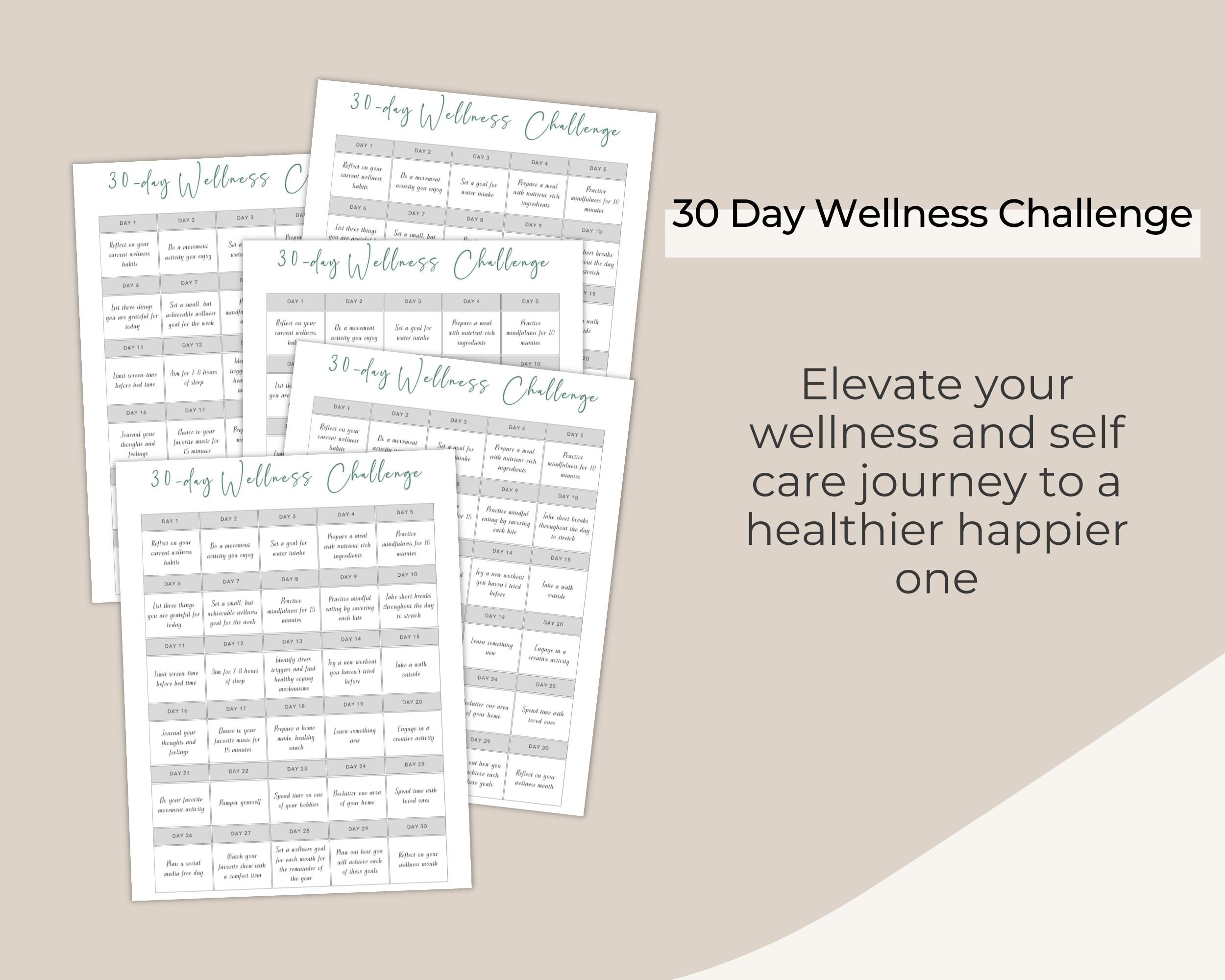 Wellness Routine Calendar Wellness Challenge Tracker: Printable Digital Calendar (PDF) - Etsy