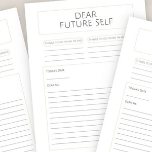A letter to your future self that notes what you can do when you are bored or sad, printable and digital template download