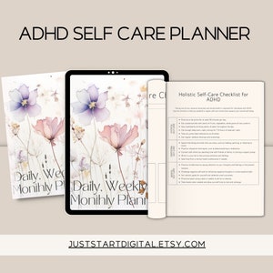 ADHD self care checklist holistic self care guidelines and mindfulness for ADHD positive mental health practices printable digital mindful
