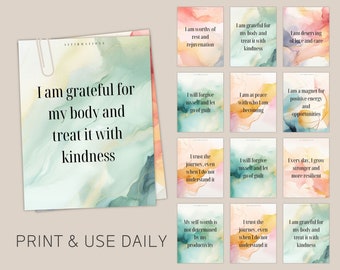 Self Care Affirmation Cards: Textured Mental Health Prints (Digital Download)