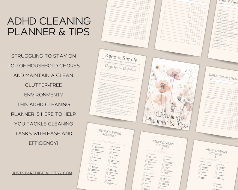 ADHD Cleaning Planner: Daily & Weekly Checklist (digital Download) - Etsy