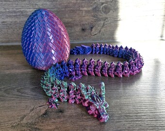 3D gedruckter Feuerdrache mit Drachenei I Herstellung Deutschland I voll beweglicher Drache mit flexiblen Gelenken I Ostern I Deko Geschenk
