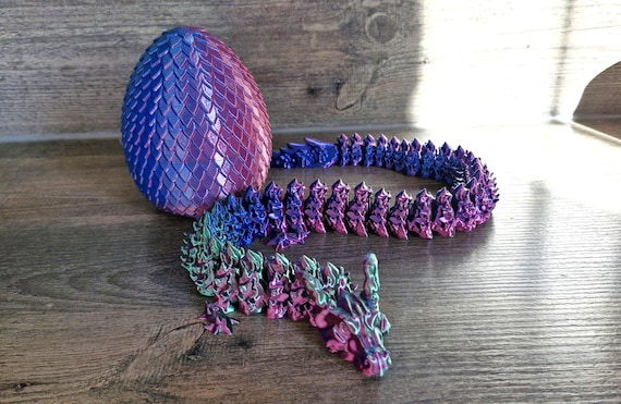 3D gedruckter Feuerdrache mit Drachenei I Herstellung Deutschland I voll beweglicher Drache mit flexiblen Gelenken I Ostern I Deko Geschenk