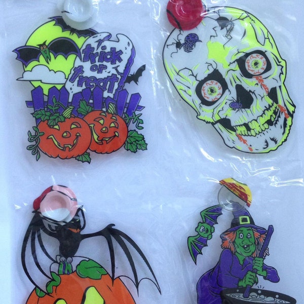 1990's NEON Halloween Window Suction stickers images hanging Decal Decoration