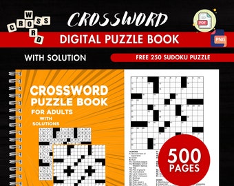 Crossword Puzzle Book for Adult Activity Game Printable Bundle with Solution 500+ pages Instant Download Ready to Print