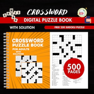 Crossword Puzzle Book for Adult Activity Game Printable Bundle with Solution 500+ pages Instant Download Ready to Print