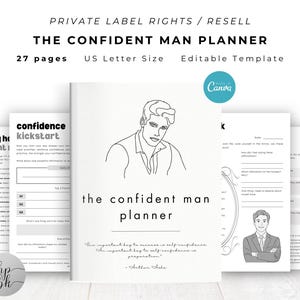PLR / Resell The Confident Man Planner für kommerzielle Nutzung Druckbares Journal und bearbeitbare Vorlage, Selbstbewusstseins-Planer für Man