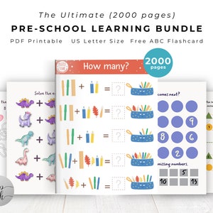 Plus de 2 000 feuilles d'exercices et cahiers d'activités d'apprentissage ultime pour la maternelle, la maternelle et la maternelle, imprimables pour la rentrée, l'alphabet et les chiffres