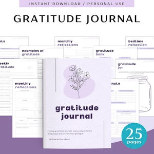 Gratitude Journal for Personal Use | PDF Printable and Digital Use | Daily Weekly Monthly Gratitude Journal | Faith Journal