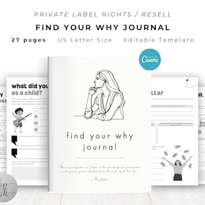 PLR / Resell Find Your Why Journal for Commercial Use Printable Journal and Editable Template, Life Purpose Journal, Find Your Self Journal