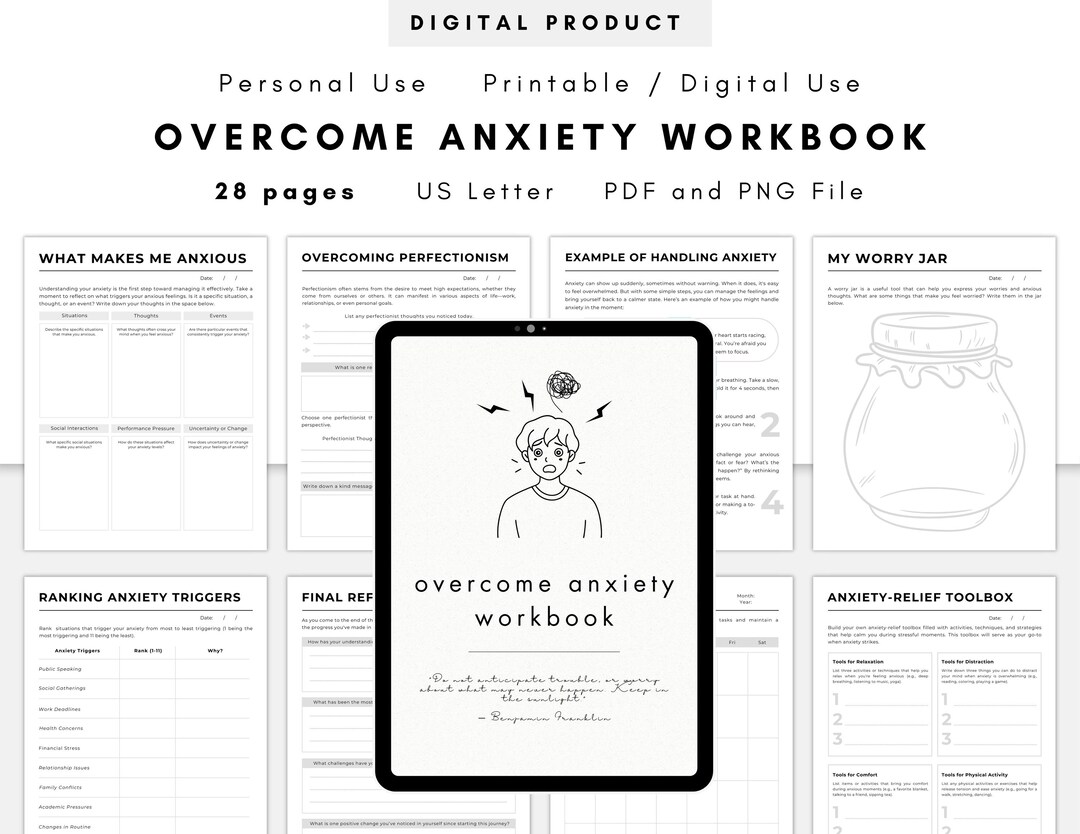 Overcome Anxiety Workbook | Printable and Digital Use | Minimalist ...