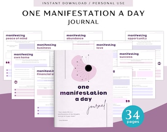 One Manifestation a Day Journal for Personal Use | PDF Printable and Digital Use | Daily Manifestation Journal | Affirmation Journal
