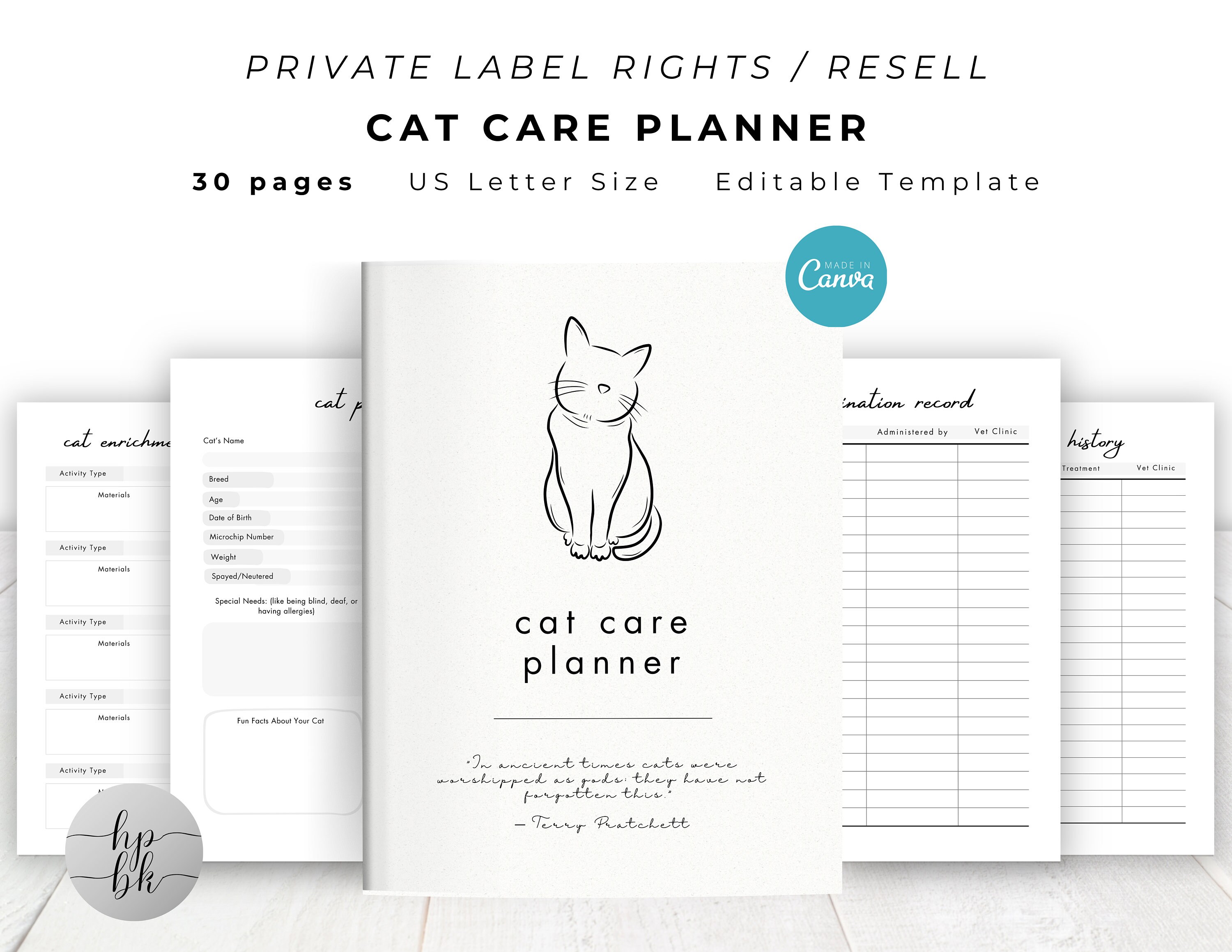 PLR / Resell Cat Care Planner for Commercial Use, Printable and ...