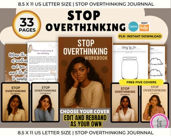 PLR / Resell Stop Overthinking Workbook for Commercial Use, Printable and Editable Template, Mindfulness Journal, Self-Care Journal