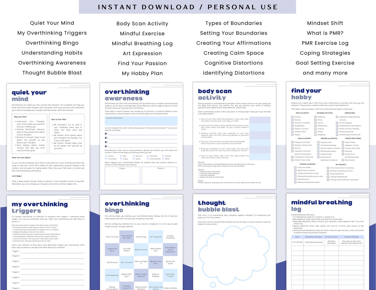 Stop Overthinking Workbook for Personal Use | PDF Printable and Digital ...