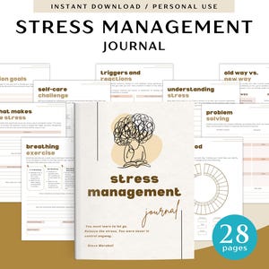 Stress Management Journal for Personal Use | PDF Printable and Digital Use | Dealing with Stress Workbook | Stress Worksheet | Stress Reduce