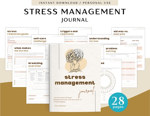 Stress Management Journal for Personal Use | PDF Printable and Digital Use | Dealing with Stress Workbook | Stress Worksheet | Stress Reduce