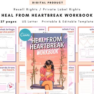 PLR / Resell Heal from Heartbrechen Arbeitsbuch, druckbare und bearbeitbare Vorlage, Umzug Arbeitsmappe, Heilung Arbeitsmappe, Herzheilungs Arbeitsmappe