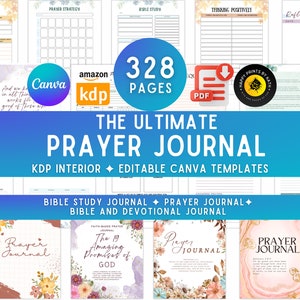 Prayer Journal Bundle for KDP Interior Editable Template and Printable Journal, Bible Study Journal Prayer Digital Planner