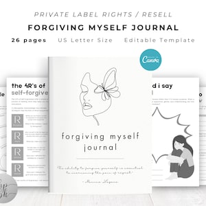 PLR / Resell Forgiving Myself Journal für kommerzielle Nutzung, druckbare und bearbeitbare Vorlage, Journal für Selbstvergebung, Arbeitsblatt für Vergebung