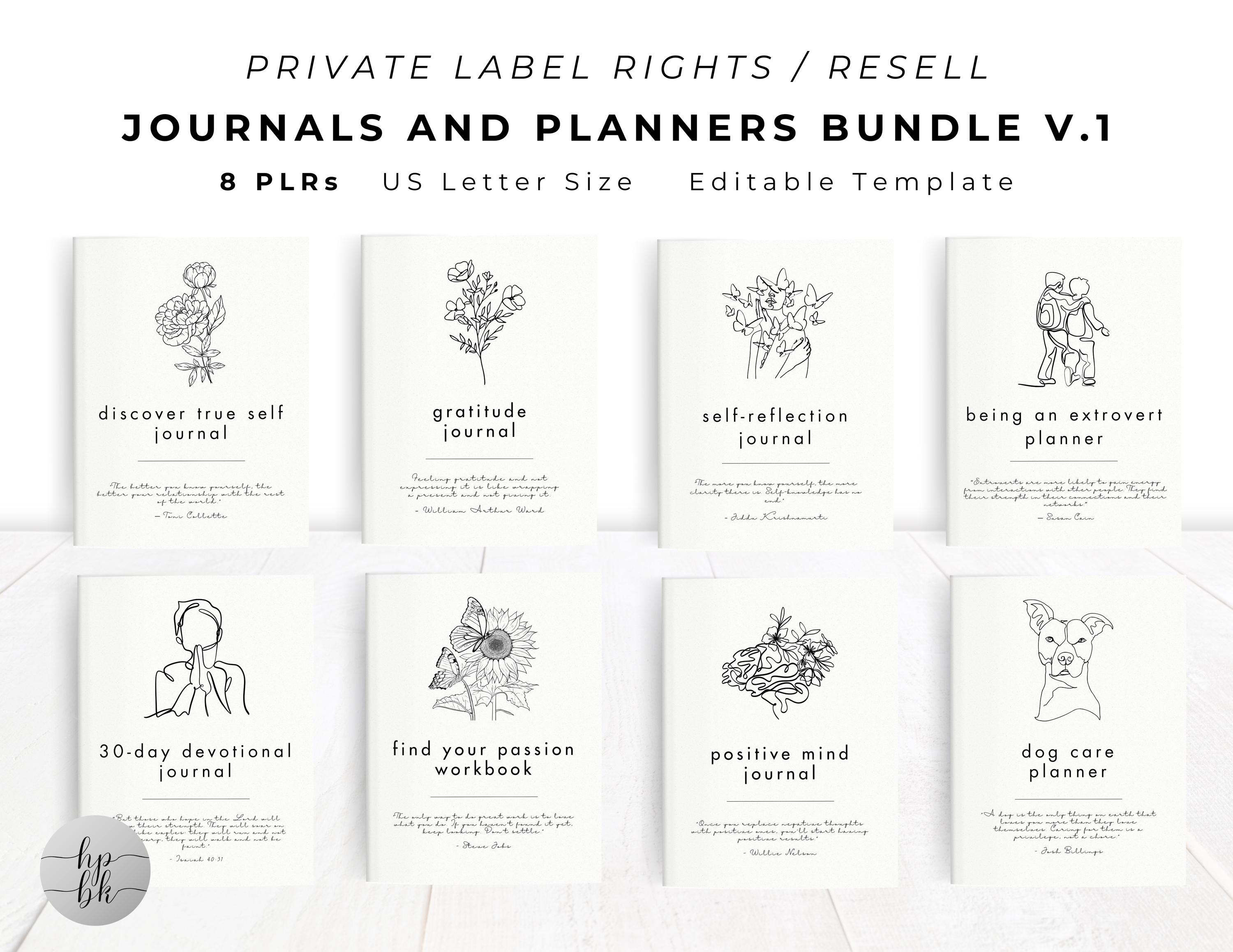 PLR / Resell Journals and Planners Bundle 1 for Commercial Use, Printable and Editable Template, Best Seller Templates, PLR and KDP Interior