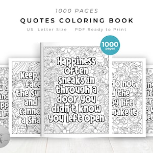 Paquete de 1000 libros para colorear con citas para adultos, imprimibles, para aliviar el estrés y la ansiedad, con afirmaciones, palabras malsonantes, motivacionales y divertidos en formato PDF