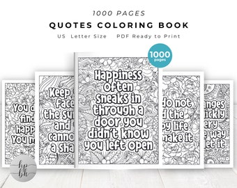 1000 Adult Quotes Coloring Book Bundle Printable for Stress Relief, Anxiety Relief, Affirmation, Swear Words, Motivational, Funny PDF