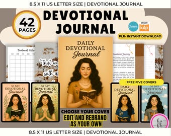 PLR / Resell 30-Day Devotional Journal, Printable Canva Editable Template, Faith Journal, Prayer Journal, Bible Journal, Daily Devotion, DFY