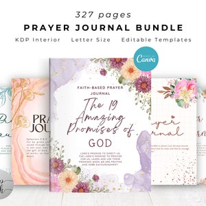 Prayer Journal Bundle for KDP Interior Editable Template and Printable Journal, Bible Study Journal Prayer Digital Planner